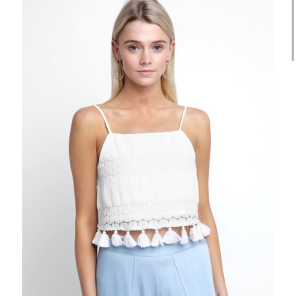 show me your mumu // tasseled lace cropped tank - Picture 5 of 6